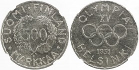 FINLAND: Republic, AR 500 markkaa, 1951, KM-35, Schön-46, Olympic Games 1952, scarce date, NGC graded MS62, S. 
Estimate: USD 400 - 500