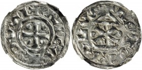 NORMANDY: Richard I, the Fearless, 943-996, AR denier (1.21g), Rouen mint, LeGros-192, + RICARDVS, short cross pattée; pellet in each quarter // + ROT...