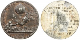 FRANCE: AE die trial (13.01g), 1783, as Button-2, Forrer-II, 210, 41mm bronze reverse uniface die trial for the First Demonstration of Balloon Flight ...