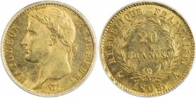 FRANCE: Napoleon I, Emperor, 1804-1814, AV 20 francs, 1808-A, KM-687, a lovely mint state example! PCGS graded MS62.
Estimate: USD 350 - 450