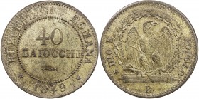 ROMAN REPUBLIC: BI 40 baiocchi, 1849-R, KM-27, Pagani-339, lightly toned, one-year type, VF to EF, R (Pagani), ex Wolfgang Schuster Collection. 
Esti...