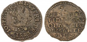 VENETIAN CYPRUS: Venetian Occupation, AE bezant (3.53g), 1570, Lambros-108, Maillet-2, struck during the siege of Cyprus, St. Marc's lion with date be...