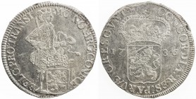 OVERIJSSEL: Dutch Republic, AR silver ducat, 1736, KM-88, Delmonte-988, crude flan, straight clip at 12:30, lightly cleaned, a few small scratches, go...