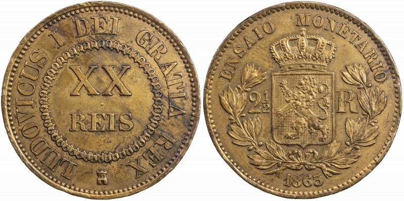 PORTUGAL: Luiz I, 1861-1889, AE 20 reis (11.95g), 1863, KM-Pn135, King's Latin n...