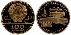 U.S.S.R.: AV 100 roubles, Leningrad mint, 1978, Y-151, gold commemorative for the 1980 Summer Olympics in Moscow - View of Lenin Stadium, Proof, ex Ah...