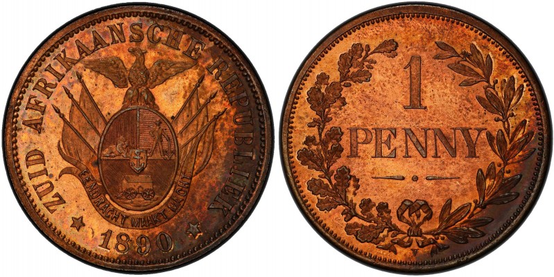 SOUTH AFRICA: Zuid-Afrikaansche Republiek, AE penny, 1890, KM-Pn9, Transvaal pat...