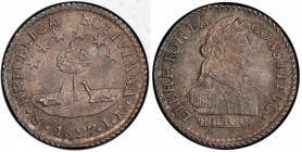 BOLIVIA: Republic, AR ½ sol, 1827-PTS, KM-93.2, assayer JM, a lovely toned superb quality example! PCGS graded MS64.
Estimate: USD 150 - 200