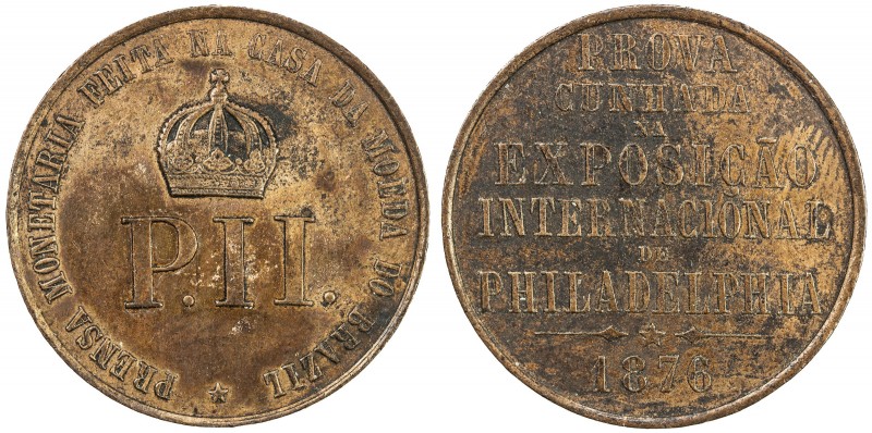 BRAZIL: AE medal, 1876, 27mm, PRENSA MONETARIA FEITA NA CASA DA MOEDA DO BRAZIL ...