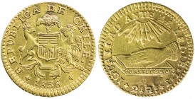 CHILE: Republic, AV escudo, 1838-So, KM-99, assayer IJ, VF.
Estimate: USD 200 - 300