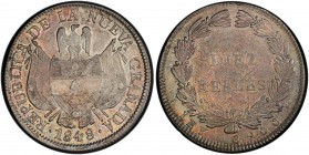 COLOMBIA: Nueva Grenada, AR 10 reales, Bogota, 1848, KM-107, Restrepo-196.3, condor with spread wings above flagged national arms, a lovely lustrous a...