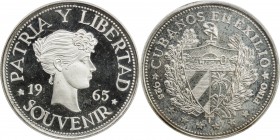 CUBA: Republic, AR souvenir peso, 1965, Bruce-XM4, Cubans in Exile issue, reeded edge variety, ICG graded Proof 67.
Estimate: USD 175 - 225