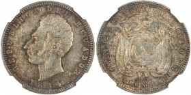 ECUADOR: Republic, AR ½ sucre, 1884, as KM-52, Heaton mint, Birmingham, attractive golden toning, NGC graded AU55.
Estimate: USD 125 - 175