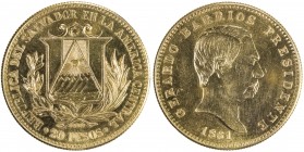 EL SALVADOR: Republic, AV 20 pesos (29.54g), 1861, pattern fantasy essai, struck circa 1960, Unc, RR. Gerardo Barrios (1813-1865) was President of El ...