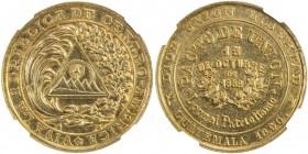 GUATEMALA: Republic, AV medal (3.003g), 1890, Prober-350, 21mm, Central American Union Pact gold medal, VIVA LA REPUBLICA DE CENTRO - AMERICA, coat-of...