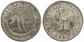 HONDURAS: State, BI 2 reales (3.86g), 1845, KM-19a, assayer G, exceptional detail in tree on this notoriously weakly struck issue, Choice EF, ex Wolfg...