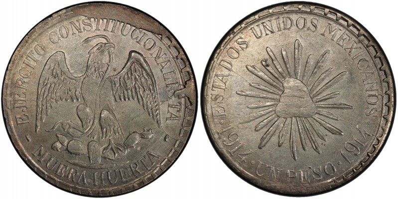 MEXICO: Revolutionary Issue, AR peso, Durango, 1914, KM-621, "Muera Huerta" type...