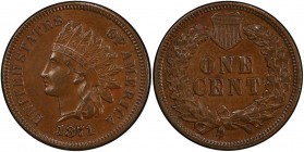 UNITED STATES: 1 cent, 1871, PCGS graded AU58, Indian Head type, S, ex Jim Farr Collection. The 1871 cent is a semi-key issue in the Indian Head serie...
