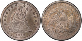 UNITED STATES: 25 cents, 1878-CC, PCGS graded AU53, Liberty Seated type. This is the final year of quarter dollar production at the Carson City Mint w...