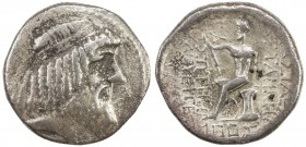 CHARACENE: Attambelos, ca. 47-24 BC, AR tetradrachm (12.60g), Charax-Spasinu, SE278 (= 35/34 BC), S-6182, king's head, diademed // Heracles seated on ...