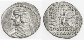 PARTHIAN KINGDOM: Phraates III, c. 70-57 BC, AR drachm (3.78g), Ekbatana, Shore-150/53. Sell-36, king's bust, short curly beard // 7-line legend, EF....