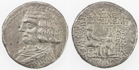 PARTHIAN KINGDOM: Orodes II, c. 57-38 BC, AR tetradrachm (13.11g), Seleukeia on the Tigris, ND, Shore-209, king's bust left, wearing diadem with three...
