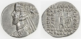 PARTHIAN KINGDOM: Phraates IV, c. 38-2 BC, AR drachm (4.03g), Rhagae, Shore-279. Sell-52.11, king's bust, medium pointed beard, eagle behind, bold EF....