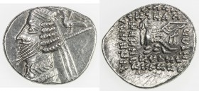 PARTHIAN KINGDOM: Phraates IV, c. 38-2 BC, AR drachm (4.03g), Rhagae, Shore-279. Sell-52.11, king's bust, large size, medium pointed beard, eagle behi...