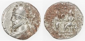PARTHIAN KINGDOM: Vologases III, AD 105-147, BI tetradrachm (13.91g), Seleukeia on the Tigris, SE435 (= 123/122 AD), Shore-406/11, Sell-79, king's bus...