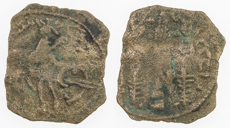 ARAB-SASANIAN: Anonymous, ca. 700-720, AE pashiz (0.40g), ST (Istakhr), A-F46, e...