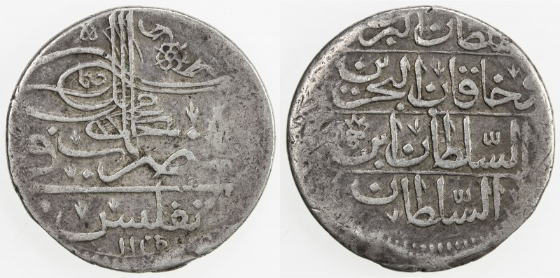 GEORGIA: Ahmed III, 1703-1730, AR abbasi (5.27g), Tiflis, AH1115, KM-7, A-2708, ...