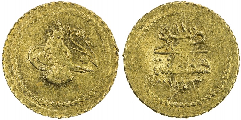 TURKEY: Mahmud II, 1808-1839, AV rubiye (0.82g), Kostantiniye, AH1223 year 11, K...