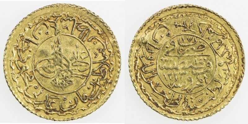 TURKEY: Mahmud II, 1808-1839, AV new adli altin (1.59g), Kostantiniye, AH1223 ye...