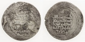 KAKWAYHID: 'Ala al-Dawla Muhammad, 1008-1041, AR dirham (6.82g), NM, ND, A-1591, citing the Buwayhid overlord Majd al-Dawla beneath the obverse, and a...