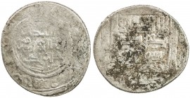 ILKHAN: Anushiravan, 1344-1356, AR 6 dirhams (dinar) (3.50g), Lur Buzurg, AH75x, A-2270, type UA (inner circle // square), actually issued by the loca...