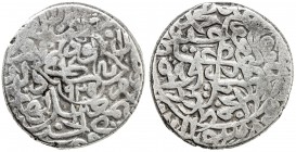 SAFAVID: Isma'il I, 1501-1524, AR shahi (7.64g), Sari, AH929 (final 9 recut over 8), A-2580, mint name in obverse cartouche, inscribed beh bud sari 92...