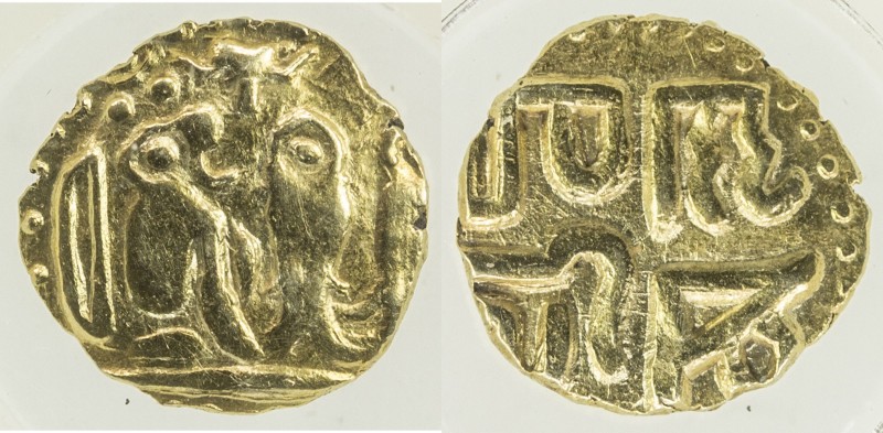 CHOLAS OF TANJORE: Raja Raja I, 985-1014, AV fanam (=1/8 kahavanu), Mitch-726/28...