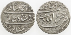 AWADH: AR rupee (11.30g), Akhtarnagar Awadh, AH1135 year 5, KM-—, K&M-1.01, in the name of Muhammad Shah, with the mint name at the bottom (at the top...