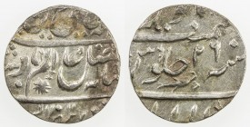 AWADH: AR rupee (11.07g), Allahabad, AH1211 frozen year 26, KM-6.2, K&M-4.2, in the name of Shah Alam II, sword in obverse center, some minor porosity...