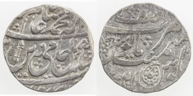 AWADH: AR rupee (10.96g), Asafnagar, year 21, KM-26.3, K&M-4.46, in the name of Shah Alam II, mace on obverse, ornate leaf within the "S" of jalus, st...