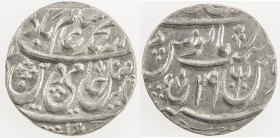 AWADH: AR rupee (11.12g), Bareli, AH (120)7 year 29, KM-48.1, in the name of Shah Alam II, Persian letters 'ayn and mim & trident on reverse, unpublis...