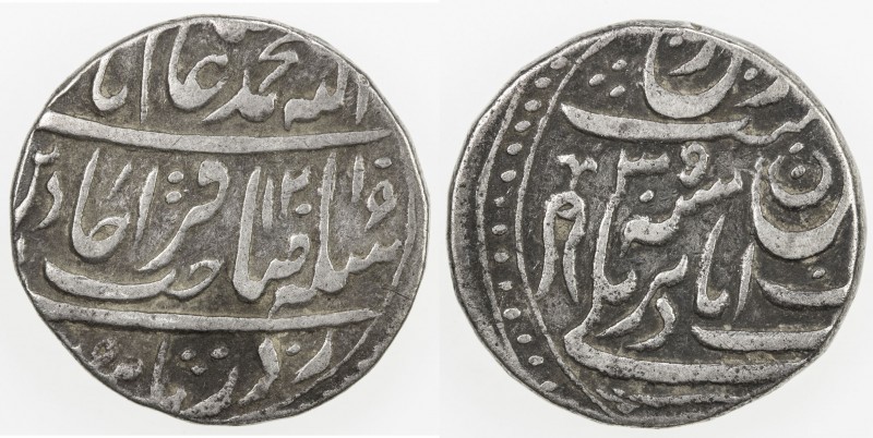 AWADH: AR rupee (10.96g), Asafabad Bareli, AH1210 year 39, KM-50.1, in the name ...