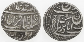 AWADH: AR rupee (10.96g), Asafabad Bareli, AH1210 year 39, KM-50.1, in the name of Shah Alam II, fish & crescent on reverse, VF, RR. 
Estimate: USD 1...