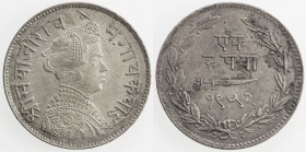 BARODA: Sivaji Rao III, 1875-1938, AR rupee, VS1952 (1895), Y-36a, couple tiny stain spots on the reverse, lovely bold strike, AU.
Estimate: USD 100 ...
