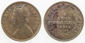 DHAR: Anand Rao III, 1860-1898, AE ¼ anna, 1887, KM-13, lustrous EF to AU.
Estimate: USD 100 - 150