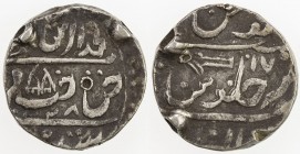 DHOLPUR: AR rupee (10.98g), Dholpur, AH1228 year 17 (sic), Cr-12.2, chatra on obverse, two testmarks on the edge, VF, R. 
Estimate: USD 100 - 130