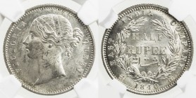 BRITISH INDIA: Victoria, Queen, 1837-1876, AR ½ rupee, 1840 (b&c), KM-456.1, W. W. incuse, type II, NGC graded MS63.
Estimate: USD 100 - 150