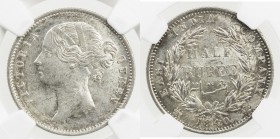 BRITISH INDIA: Victoria, Queen, 1837-1876, AR ½ rupee, 1840 (b&c), KM-456.1, W. W. incuse, type II, NGC graded MS62.
Estimate: USD 75 - 100