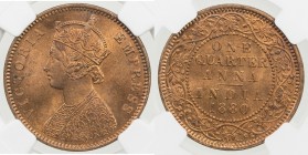 BRITISH INDIA: Victoria, Empress, 1876-1901, AE ¼ anna, 1880 (c), KM-486, NGC graded MS64 RD.
Estimate: USD 50 - 75