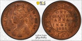 BRITISH INDIA: Victoria, Empress, 1876-1901, AE ¼ anna, 1893 (c), KM-486, S&W-6.523, PCGS graded MS63 RB.
Estimate: USD 50 - 75