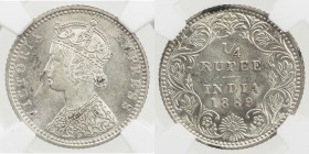 BRITISH INDIA: Victoria, Empress, 1876-1901, AR ¼ rupee, 1889-B, KM-490, NGC graded MS62+.
Estimate: USD 75 - 100